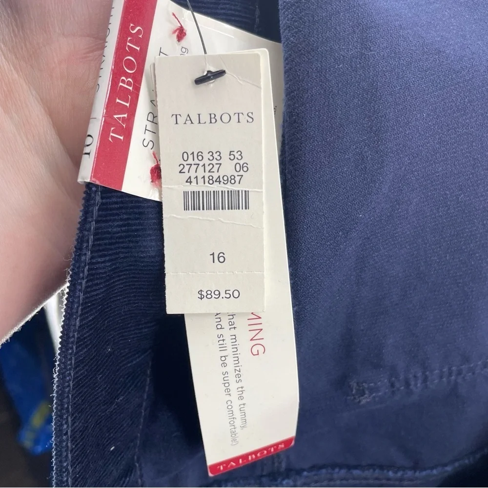 Talbots Flawless Five Pocket Slim Ankle navy blue‎ Corduroy Pants Sz 16